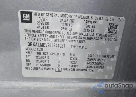 2018 GMC Terrain Sle из США, поврежденный, VIN 3GKALMEV9JL241927